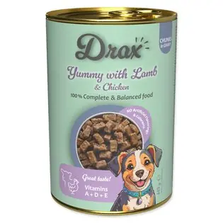 Conservă Drax Adult cu carne de miel și pui 415g Reducere specială