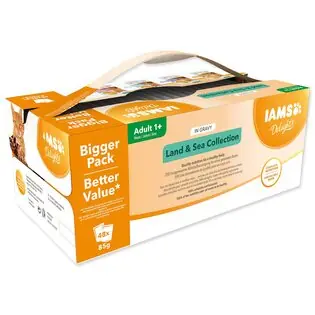 Cel mai vândut Buzunarele maritime și terestre IAMS. carne in sos multipack 4080g (48x85gr)