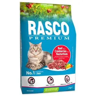 Cumpără online Hrăniți Rasco Premium carne de vită sterilizată cu merișor și capucin 2kg