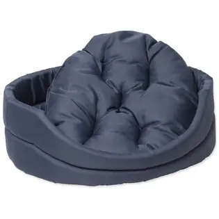 Doar azi Pat Dog Fantasy oval cu perna albastru inchis 91x81x21cm
