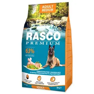 Plată sigură Hrăniți pui Rasco Premium Adult Mediu cu orez 3kg