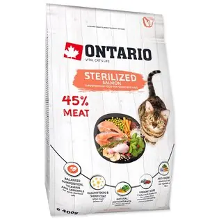 Cel mai bun preț Hrăniți pisica Ontario cu somon sterilizat 0,4 kg