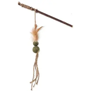 Lichidare de stoc Toy Magic Cat Natural Fun stick cu pene naturale și amestec de snur 25cm
