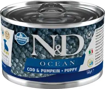 CONSERVĂ N&D CÂINE COD OCEANIC ȘI DOVLEAC PENTRU PUI 140g Reduceri