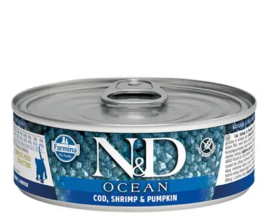 Cel mai bun preț N&D CAT OCEAN TUNA, COD, CREVEȚI ȘI DOVLEAC PENTRU PUI DE PISICĂ 70 GR