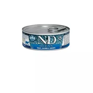 Reducere N&D CAT OCEAN TUNA, COD, CREVEȚI ȘI DOVLEAC 70 GR