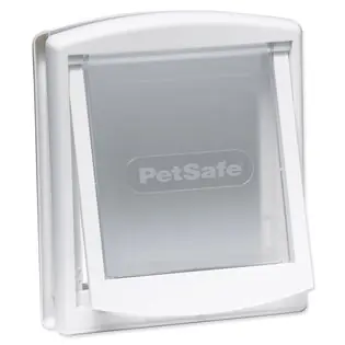 Ușă din plastic PetSafe cu clapă albă transparentă, decupare 18,5x15,8cm Reducere extra