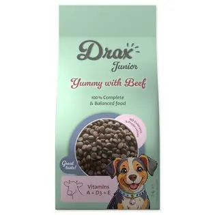 Hrană Drax Junior cu carne de vită 3kg Plată securizată