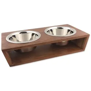 Boluri Dog Fantasy inox cu suport din lemn 2x840ml Premium