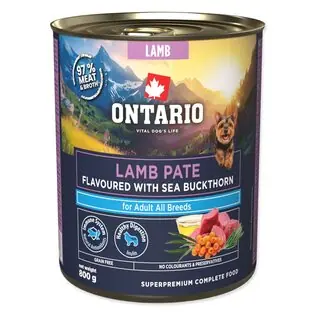 Reducere Conservă Ontario Adult pate de miel cu aromă de cătină 800g