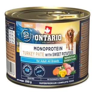 Conservă Ontario Adult monoprotein pate de curcan cu cartofi dulci 200g Preț mic