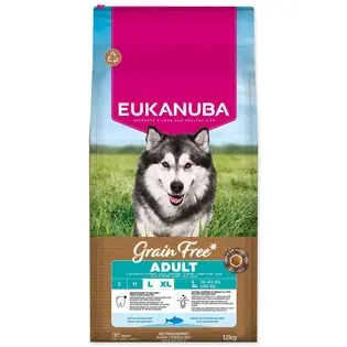 Hrană EUKANUBA Grain Free Adult Large bogată în pește oceanic 12 kg Ofertă exclusivă