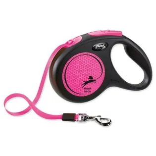 Cumpărături sigure Lesă retractabilă pentru câini Flexi New Neon Tape M 5 m roz
