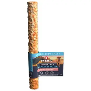 Super ofertă Delicatesă Ontario Protein aromă somon, rulou de mestecat mare 1buc 25,4cm