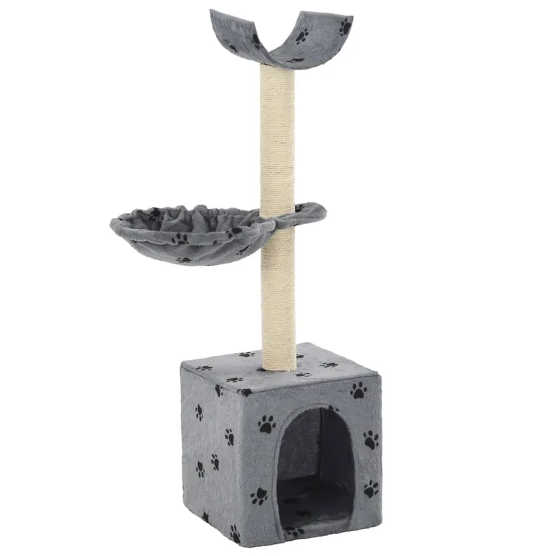 Preț redus Gossi ansamblu pisici cu funie de sisal, 105 cm, imprimeu labute, gri