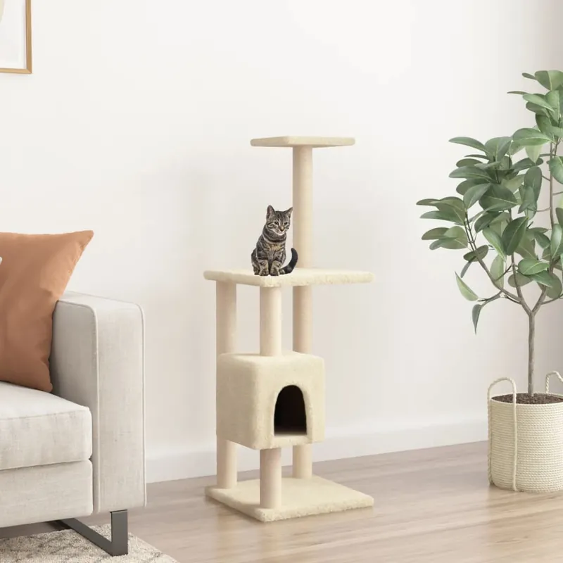 Gossi ansamblu pisici cu stalpi din funie de sisal, crem, 104 cm Preț mic