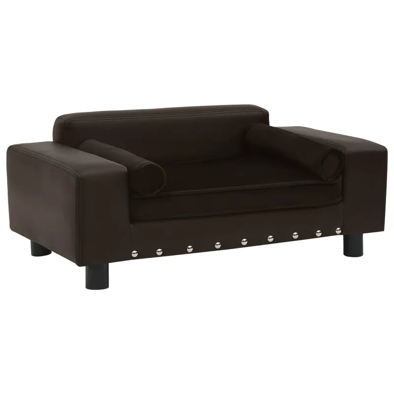 Calitate înaltă Gossi canapea pentru caini, maro, 81x43x31cm, plus & piele ecologica