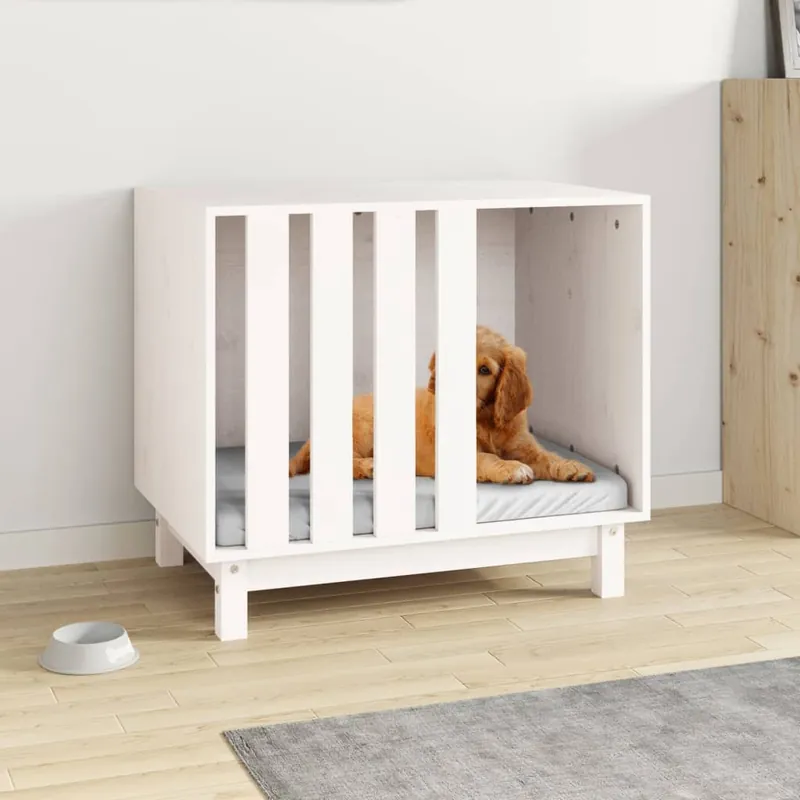 Bestseller Gossi casa pentru caini, alb, 70x50x62 cm, lemn masiv de pin