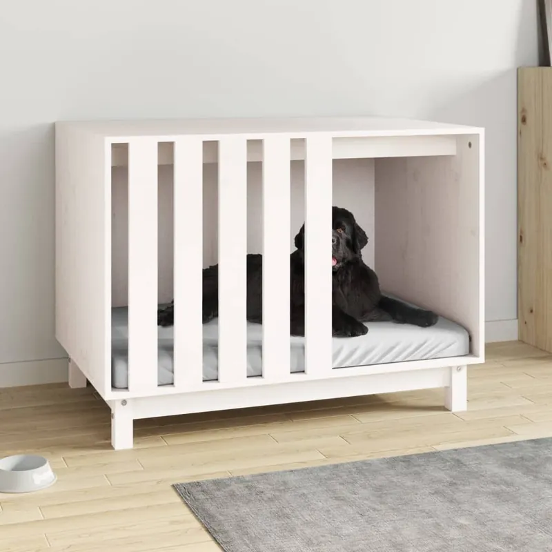 Popular Gossi casa pentru caini, alb, 90x60x67 cm, lemn masiv de pin
