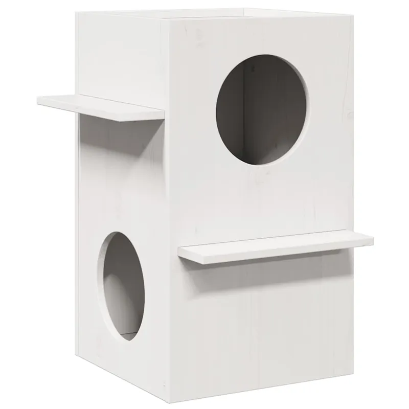 Gossi casa pentru pisici alba 43x43x60 cm din lemn masiv de pin Premium