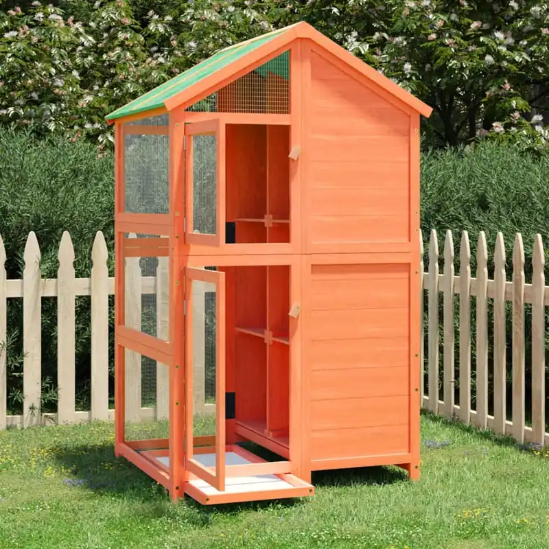 Ieftin Gossi colivie de pasari, maro, 97x81x152 cm, lemn masiv de pin