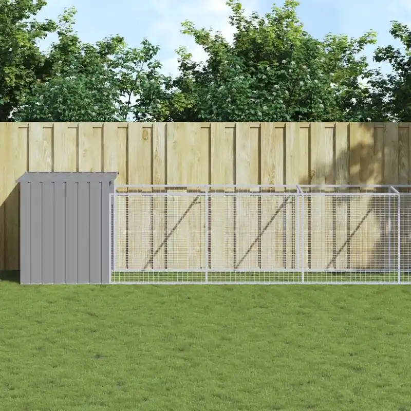 Expediere rapidă Gossi cusca de caine & tarc gri deschis 110x609x110cm otel galvanizat