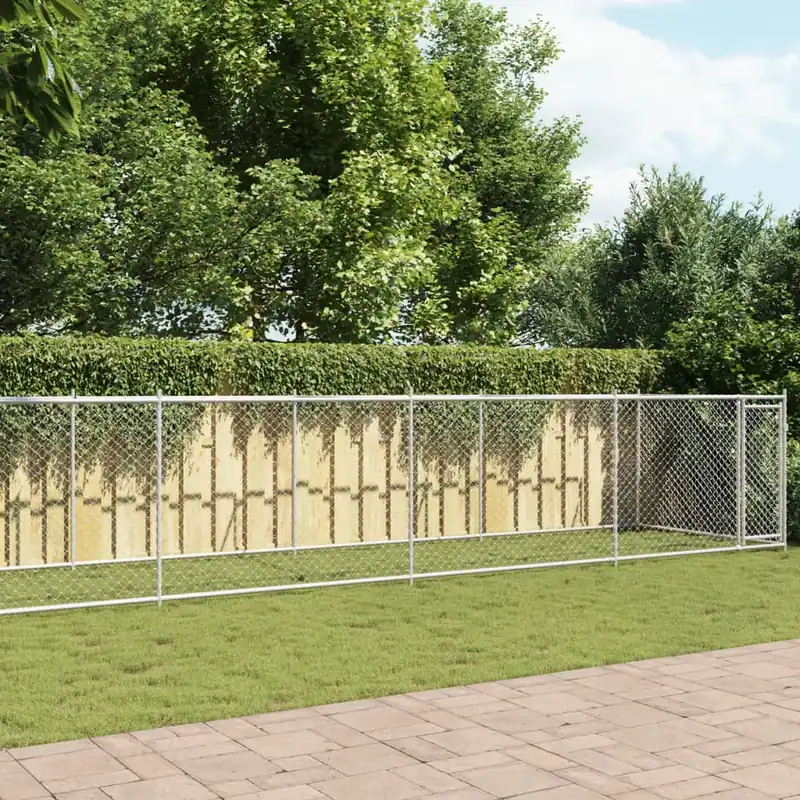Calitate înaltă Gossi cusca pentru caini cu usa, gri, 10x2x1,5 m, otel galvanizat