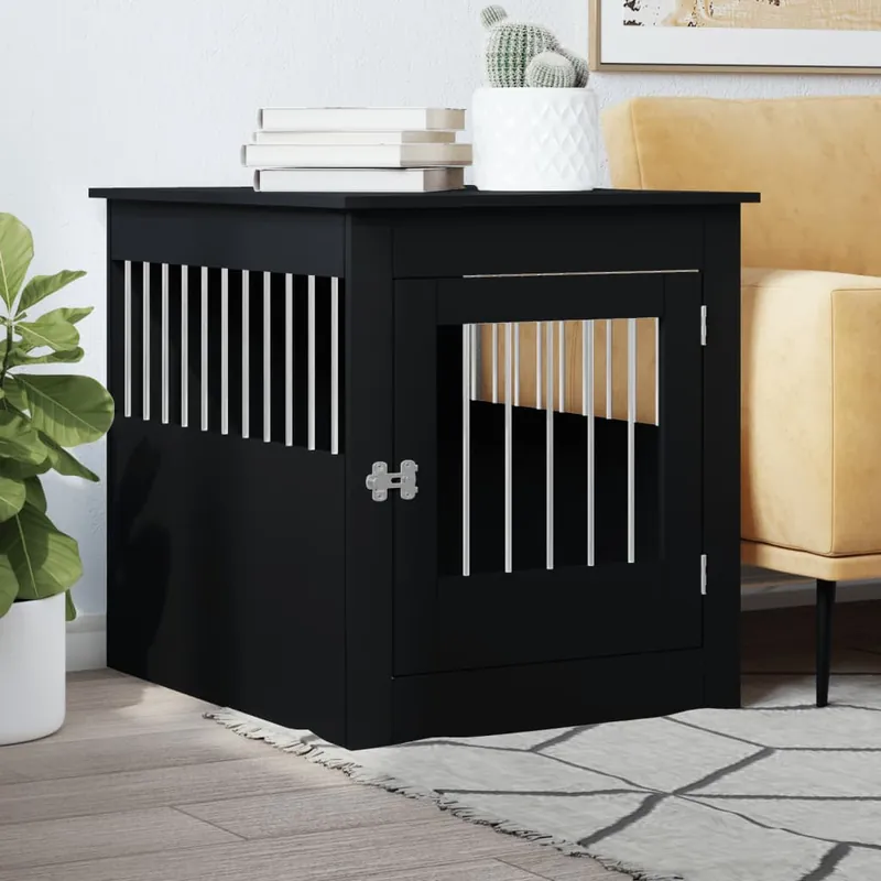 Reducere extra Gossi lada pentru caini, negru, 64,5x80x71 cm, lemn compozit