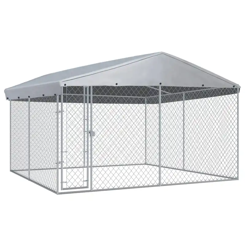 Discount Gossi padoc de exterior cu acoperis pentru caini, 382x382x225 cm