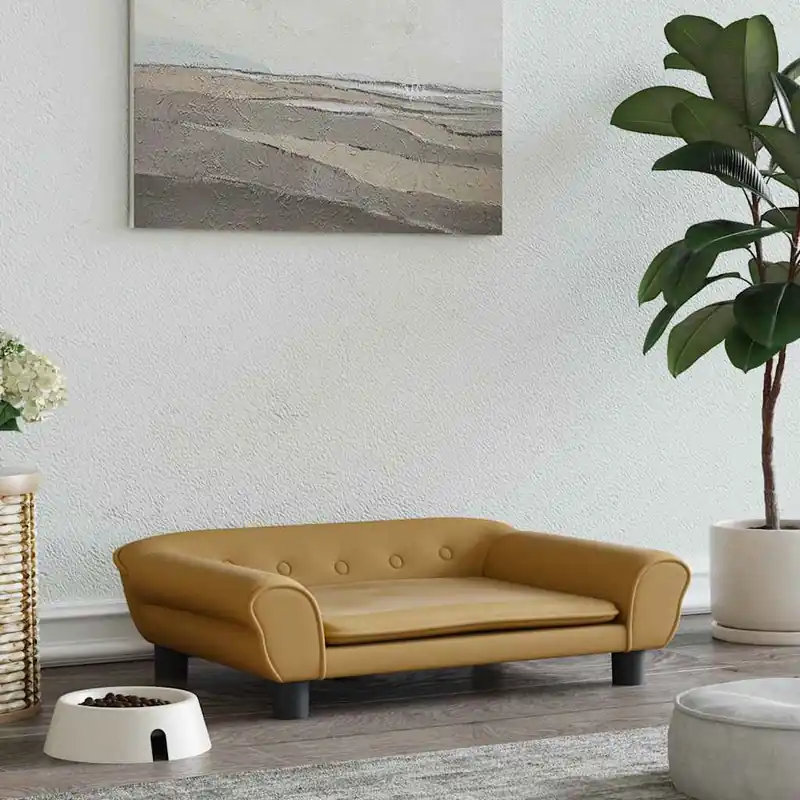 Gossi pat de caini, maro, 70x48x22 cm, catifea Lichidare de stoc