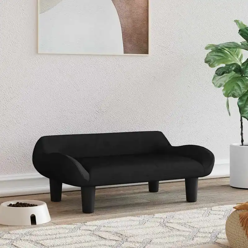 Gossi pat de caini, negru, 70x40x24 cm, catifea Ieftin