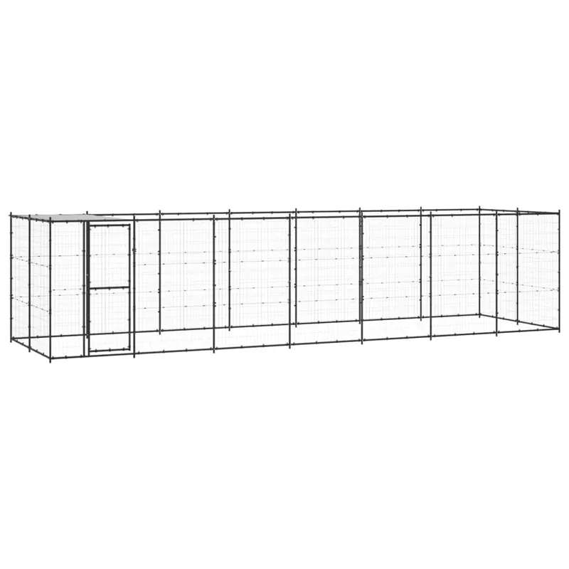 Gossi padoc pentru caini de exterior cu acoperis, 16,94 m2, otel Discount