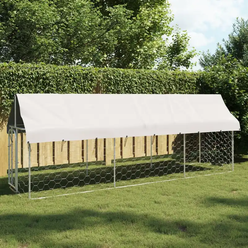 Gossi padoc pentru caini de exterior, cu acoperis, 400x100x150 cm Preț redus