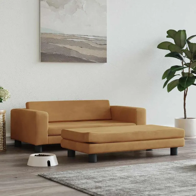 Bestseller Gossi pat pentru caini cu extensie, maro, 100x50x30 cm, catifea