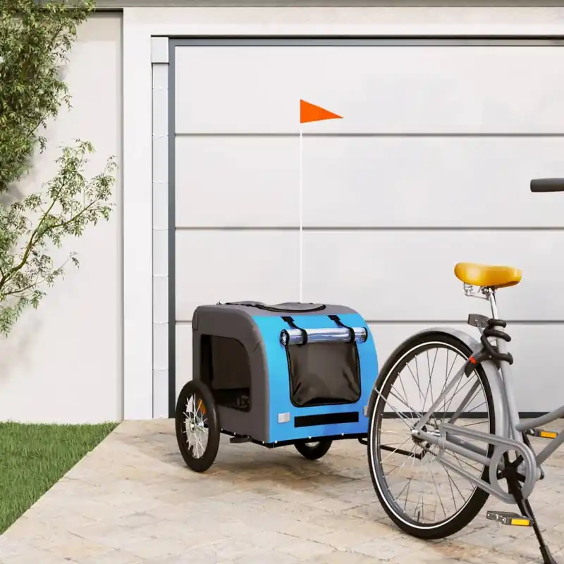 Gossi remorca bicicleta animale companie, albastru/gri, oxford/fier Preț promoțional