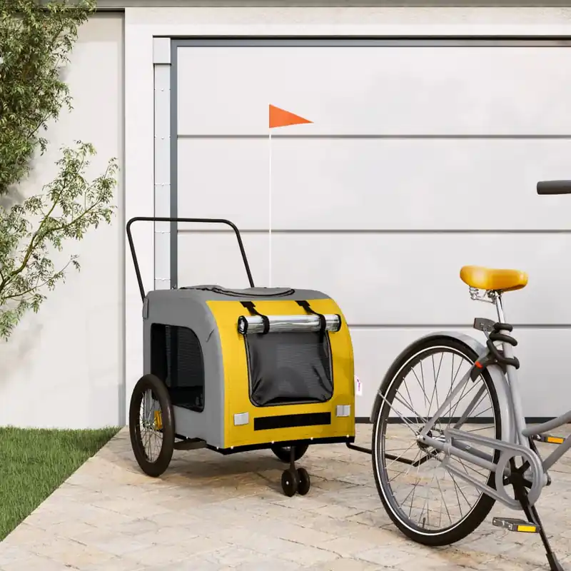 Disponibil imediat Gossi remorca bicicleta animale companie, galben/gri, oxford/fier