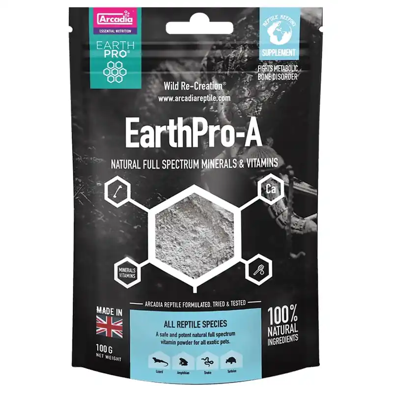 Cel mai vândut Supliment Alimentar pentru Reptile Arcadia EarthPro-A Full spectrum - 100 g
