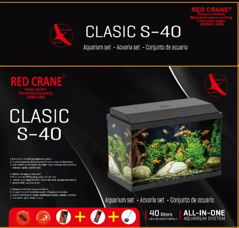 Acvariu Red Crane CLASIC S.40, Black 40 L Livrare expres