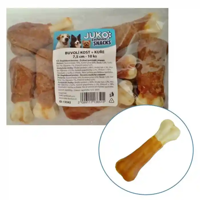 Reduceri Os presat piele alba & pui 10 buc/bax 7,5 cm