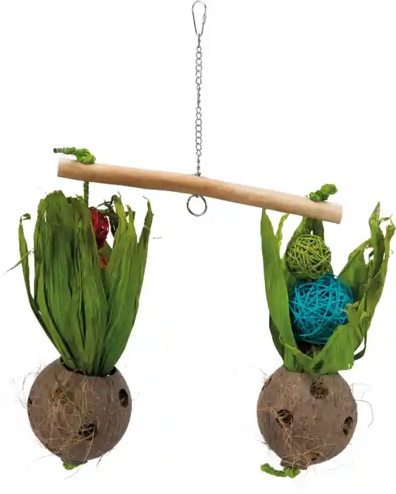 (-32%) Jucarie Pentru Pasari, Balansoar Cu Nuca De Cocos, 30x50 cm, 58921 Noutate