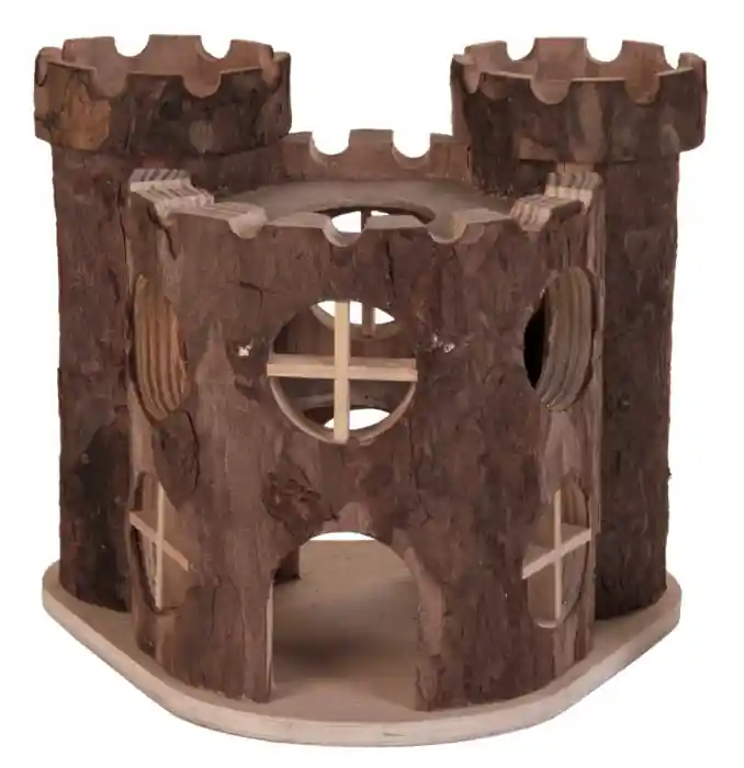Casuta Castel Pentru Hamsteri, Matti, Lemn, 19x14x15 cm, Maro, 6168 Discount