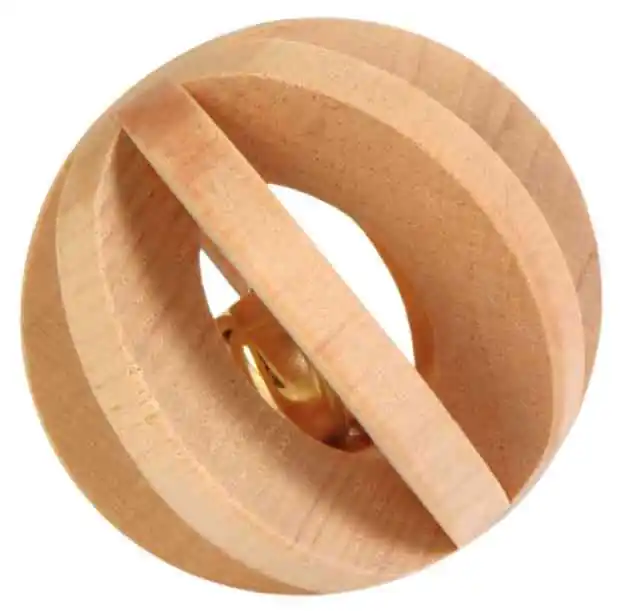 Jucarie Pentru Rozatoare, Minge Lemn Cu Clopotel, 6 cm, 6187 Livrare expres
