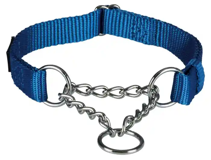 Zgarda Chinga cu Lant Strangulanta, S-M 30-40 cm/15 mm Albastru, 202702 Ofertă specială