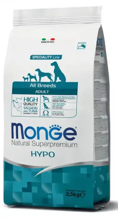 Reducere extra 1167 MONGE D SPREM AB -ADULT HYPO-SALMON&TUNA 2,5KG