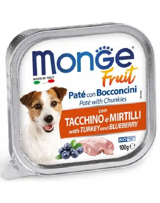 Ieftin 3208 MONGE D SPREM PATE&CHUNKIES TURKEY&BLUEBERRY 100GR