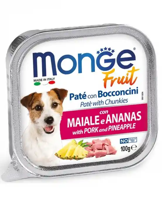 3253 MONGE D SPREM PATE&CHUNKIES PORK&PINEAPPLE 100GR Preț mic