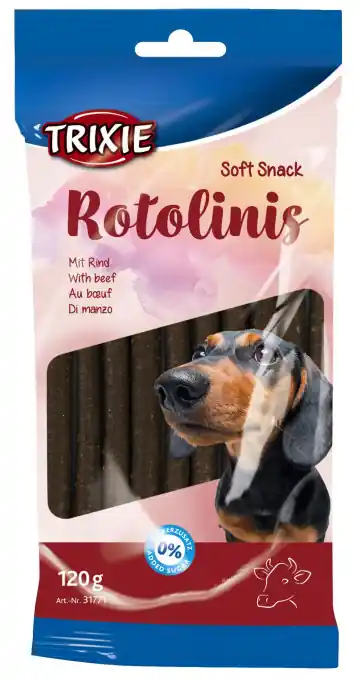 Mai ieftin Recompense Pentru Caini, Batoane Moi Rotolinis Cu Vita, 12 cm, 120 g