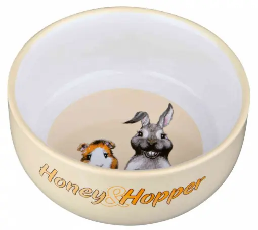 Livrare rapidă Castron Ceramic Pentru Cobai/Iepuri, Honey & Hopper, 250 ml/11 cm, Diverse Culori