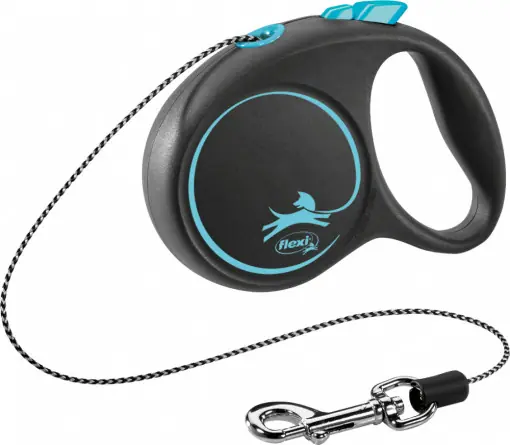 Cumpărături sigure Lesa Retractabila Black Design, Snur, Culoare Albastru, Marime XS, Dimensiune 3 m/Pana la 8 kg