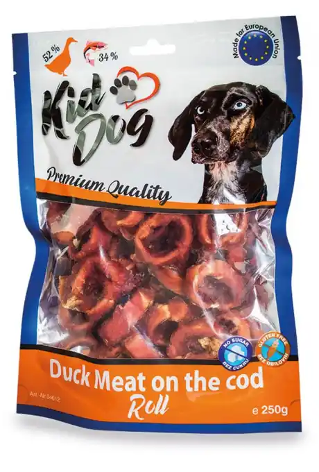 Retur gratuit Recompense Pentru Caini, Carne De Rata Pe Rolou De Cod, 250 g